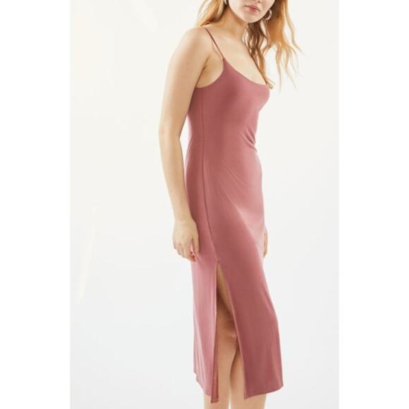 UO Bilboa Cupro Side-Slit Slip Dress Maroon M NWT - Picture 1 of 11